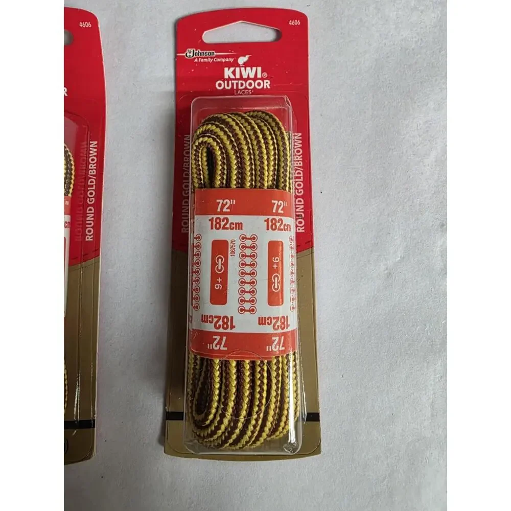 3 Packs Kiwi Outdoor Shoe Laces Round Gold/Brown 72